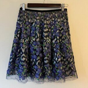 Elie Tahari Nicolette Floral Applique Skirt